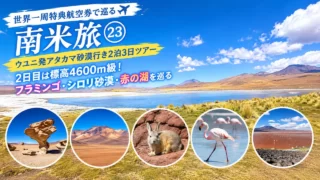 世界一周特典航空券で巡る南米旅㉓ ウユニ発アタカマ砂漠行き2泊3日ツアー 2日目は標高4600m級! フラミンゴ・シロリ砂漠・赤の湖を巡る